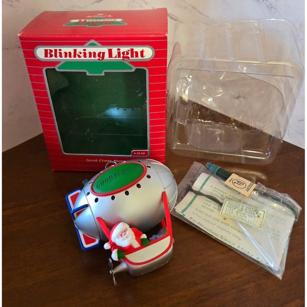 Vintage Hallmark Keepsake Magic Good Cheer Blimp Blinking Light Ornament 1980s